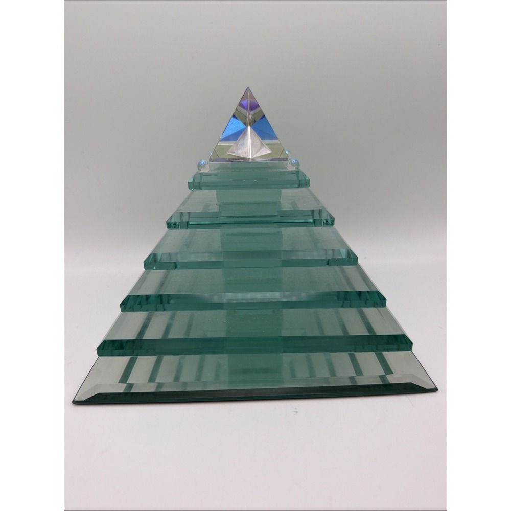 Synergy Studio Signed Art 6.5" Glass Pyramid Sculpture Mirror Base 1999